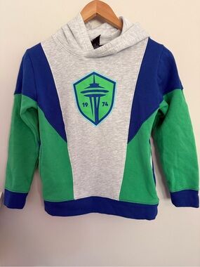 Kids MLS SEATTLE Sounders Colorblock Hooded Sweatshirt in Small